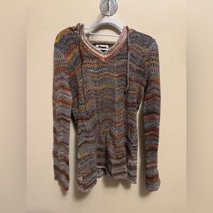 Royal Robbins Gray and Brown V-Neck Sweater